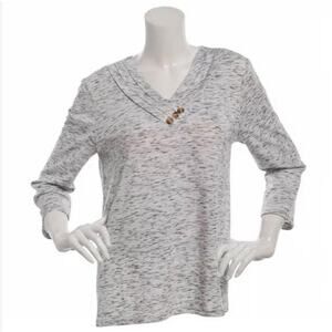 Hasting & Smith Womens NEW Top 3X Lightweight V-Neck 3/4 Sleeve Casual or Dressy